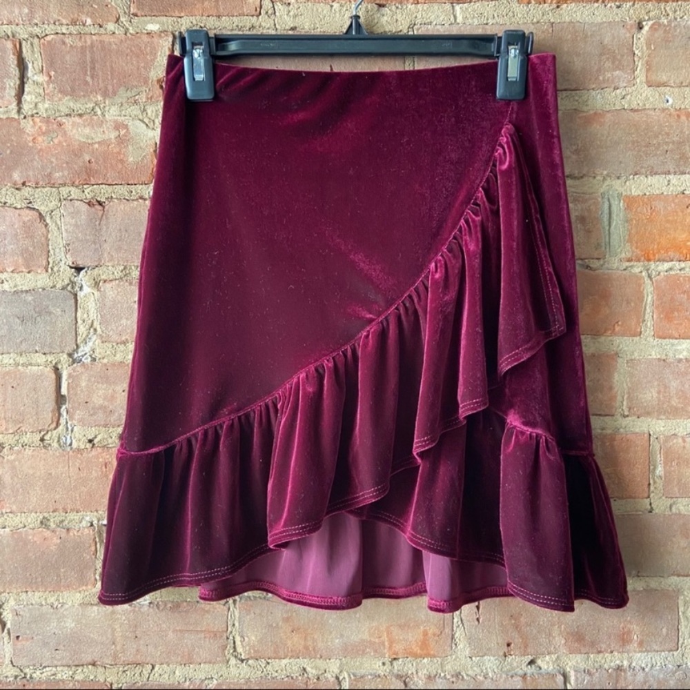 Urban Outfitters Red Velvet Wrap Skirt